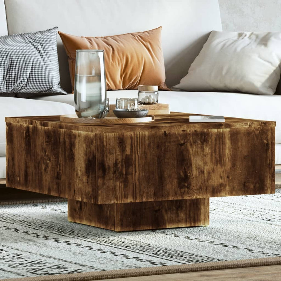 Salontafel 60X60X3,5 Cm Bewerkt Hout Kleurig Gerookt eiken
