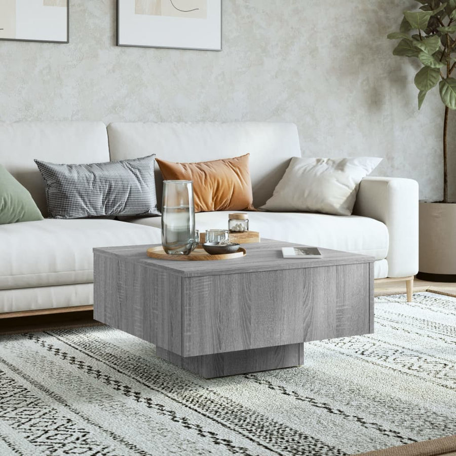 Salontafel 60X60X3,5 Cm Bewerkt Hout Eikenkleurig Grijs sonoma