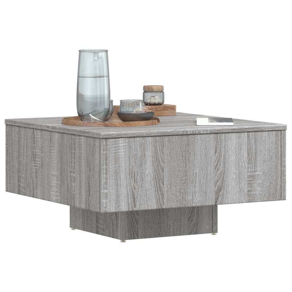 Salontafel 60X60X3,5 Cm Bewerkt Hout Eikenkleurig Grijs sonoma