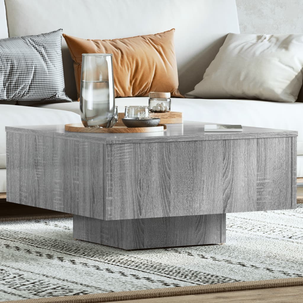 Salontafel 60X60X3,5 Cm Bewerkt Hout Eikenkleurig Grijs sonoma
