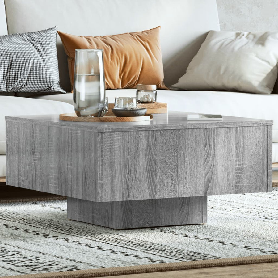 Salontafel 60X60X3,5 Cm Bewerkt Hout Eikenkleurig Grijs sonoma