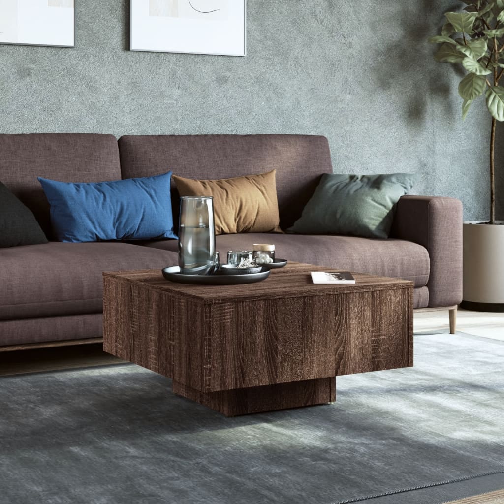 Salontafel 60X60X31,5 Cm Bewerkt Hout bruin eikenkleur