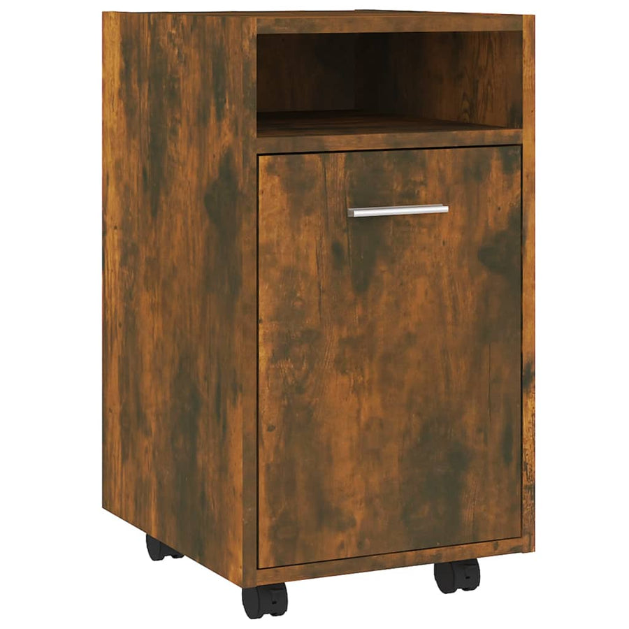 Bijzetkast Met Wielen 33X38X60 Cm Bewerkt Hout Gerookt eiken