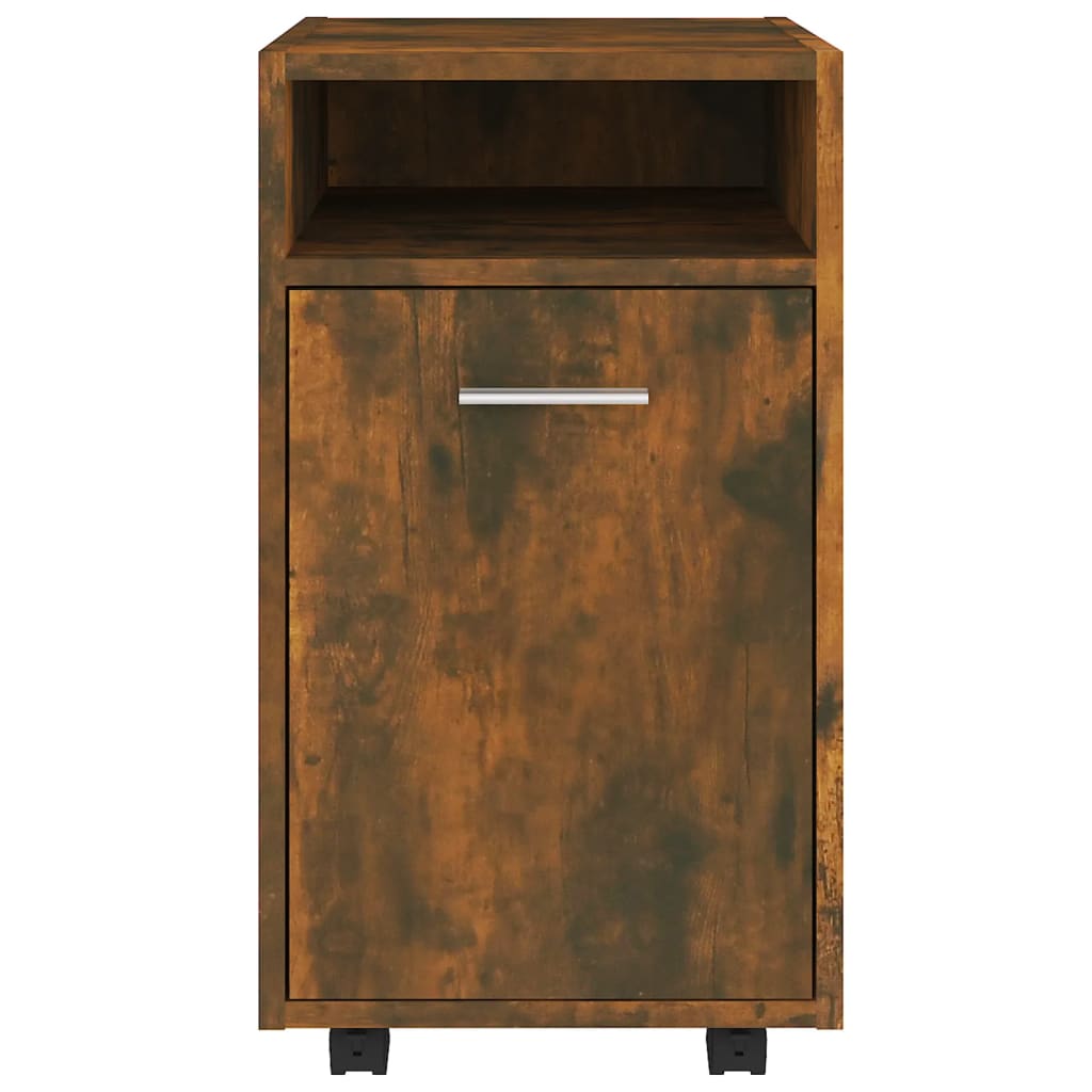 Bijzetkast Met Wielen 33X38X60 Cm Bewerkt Hout Gerookt eiken