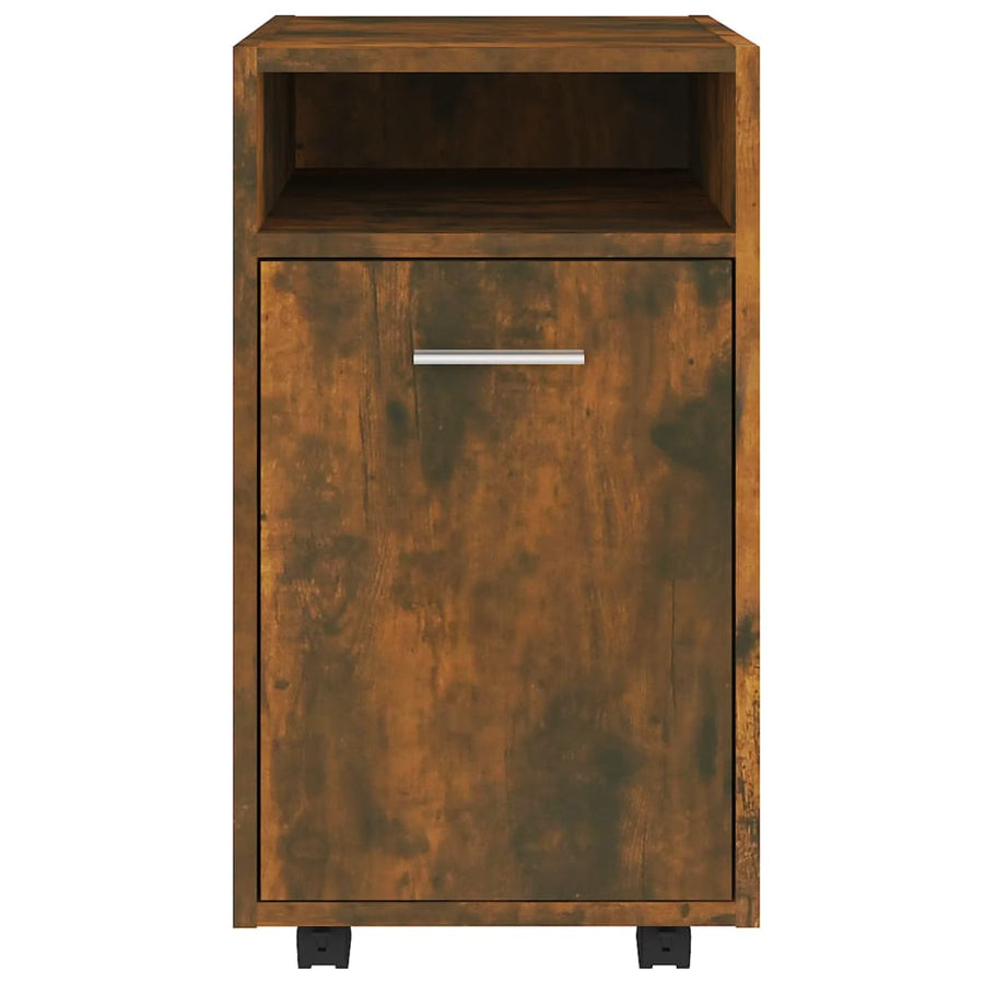Bijzetkast Met Wielen 33X38X60 Cm Bewerkt Hout Gerookt eiken