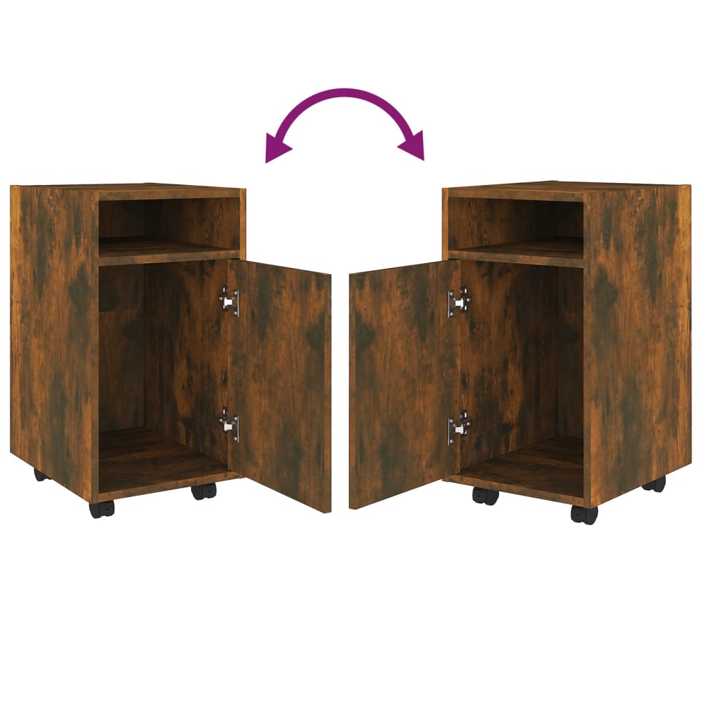 Bijzetkast Met Wielen 33X38X60 Cm Bewerkt Hout Gerookt eiken