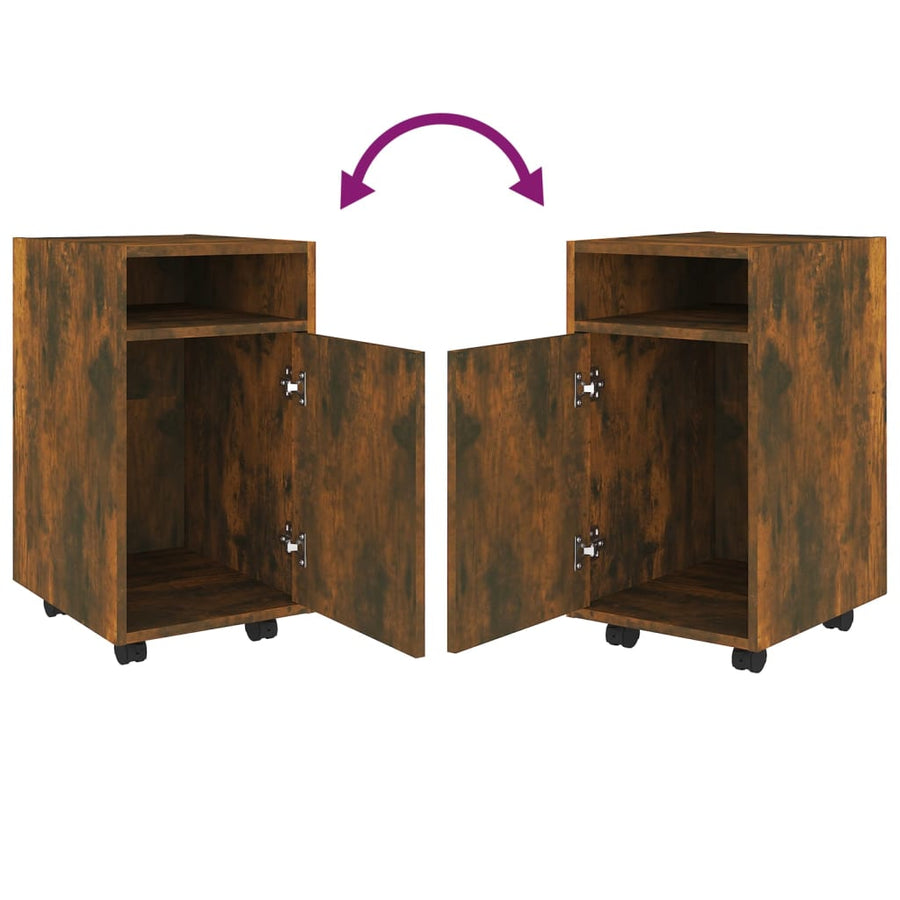Bijzetkast Met Wielen 33X38X60 Cm Bewerkt Hout Gerookt eiken