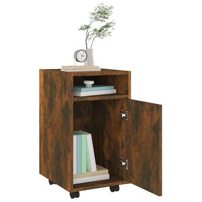 Bijzetkast Met Wielen 33X38X60 Cm Bewerkt Hout Gerookt eiken