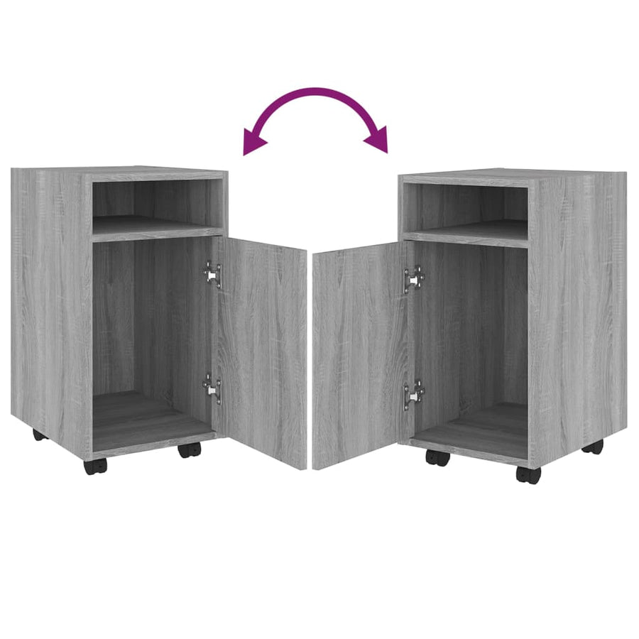 Bijzetkast Met Wielen 33X38X60 Cm Bewerkt Hout Grijs sonoma