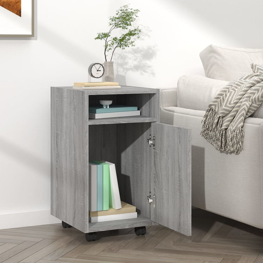Bijzetkast Met Wielen 33X38X60 Cm Bewerkt Hout Grijs sonoma