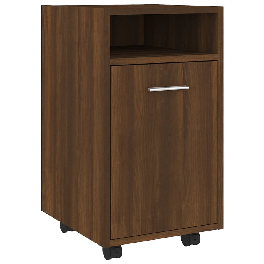 Bijzetkast met wielen 33x38x60 cm bewerkt hout bruineikenkleur bruin eikenkleur