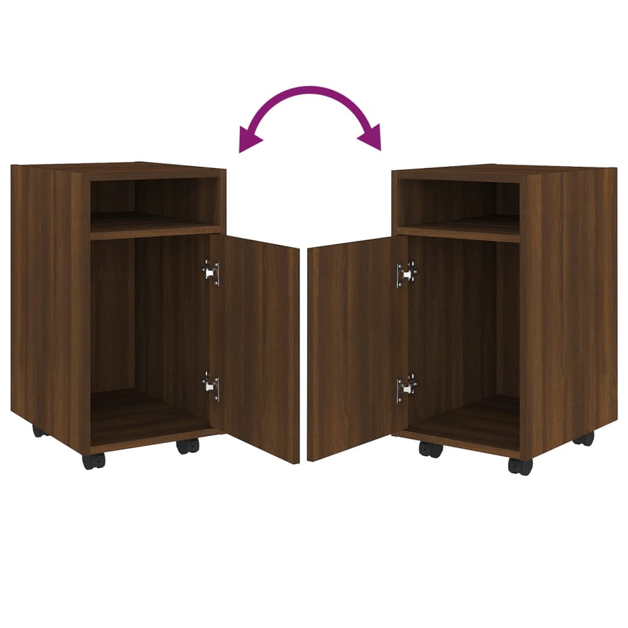 Bijzetkast met wielen 33x38x60 cm bewerkt hout bruineikenkleur bruin eikenkleur