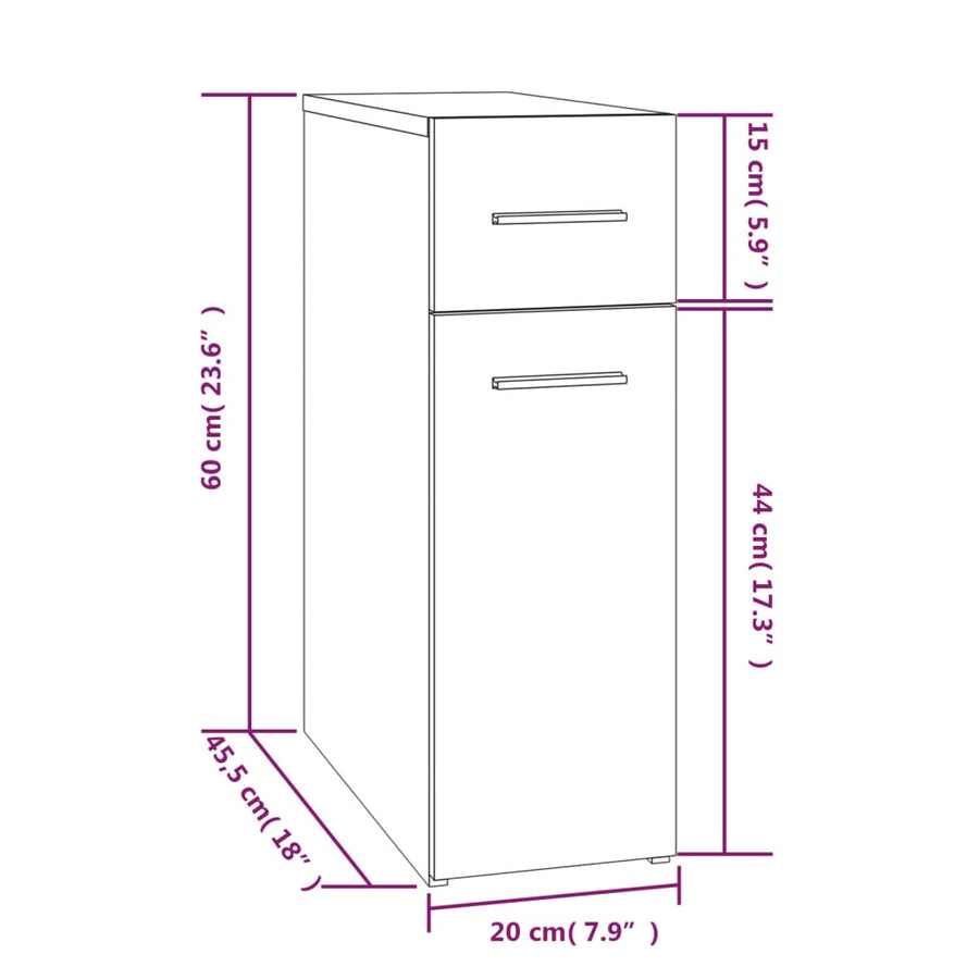 Apothekerskast 20X45,5X60 Cm Bewerkt Hout Kleurig Gerookt eiken