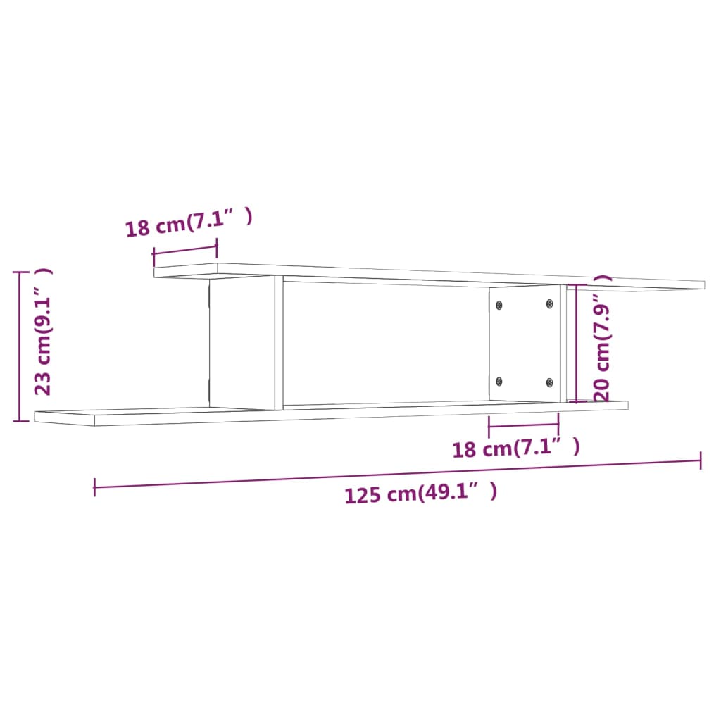 Tv-Wandschap 25X8X23 Cm Bewerkt Hout Kleurig Gerookt eiken