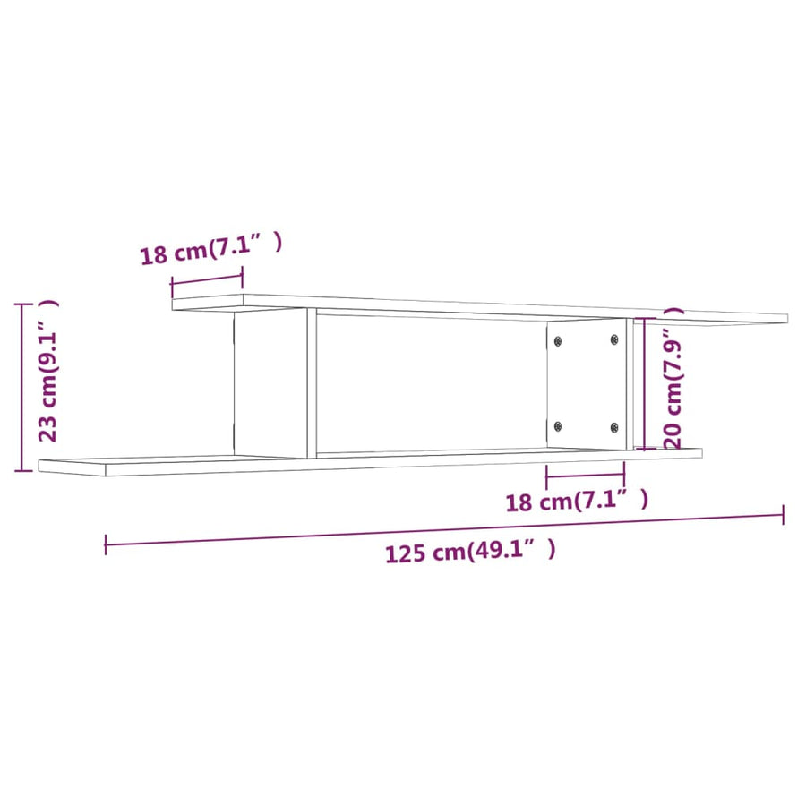 Tv-Wandschap 25X8X23 Cm Bewerkt Hout Kleurig Gerookt eiken