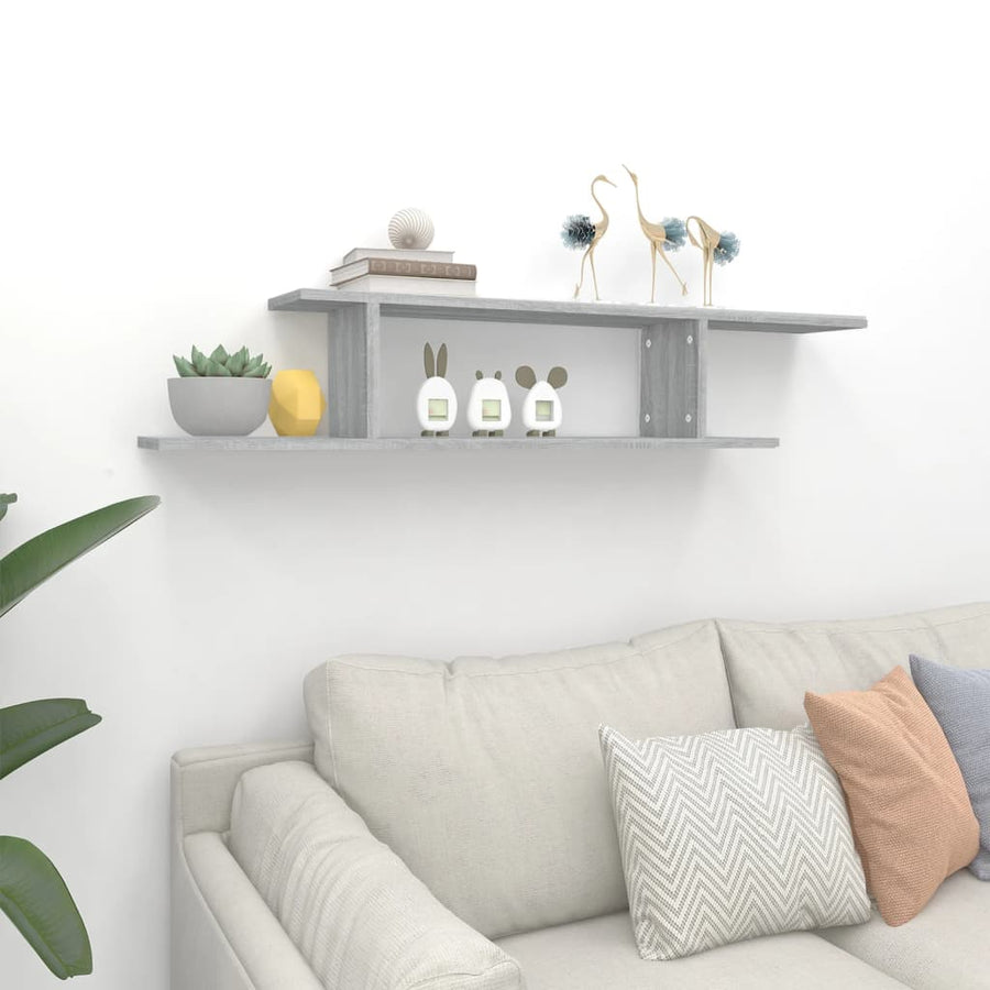 Tv-Wandschap 25X8X23 Cm Bewerkt Hout Eikenkleur Grijs sonoma