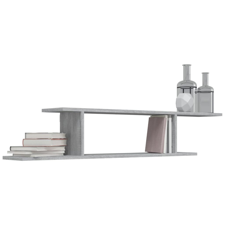 Tv-Wandschap 25X8X23 Cm Bewerkt Hout Eikenkleur Grijs sonoma