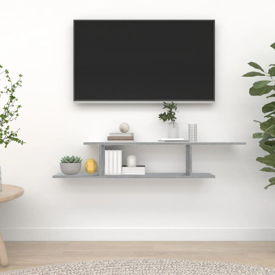 Tv-Wandschap 25X8X23 Cm Bewerkt Hout Eikenkleur Grijs sonoma