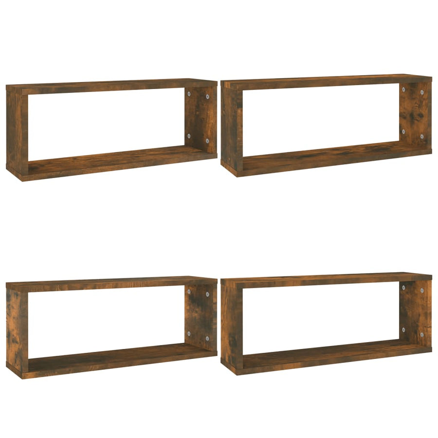 Wandschappen Kubus 4 St 60X15X23 Cm Bewerkt Hout Gerookt Eiken