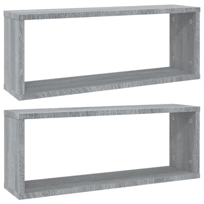 Wandschappen Kubus 2 St 60X15X23 Cm Bewerkt Hout Grijs Sonoma