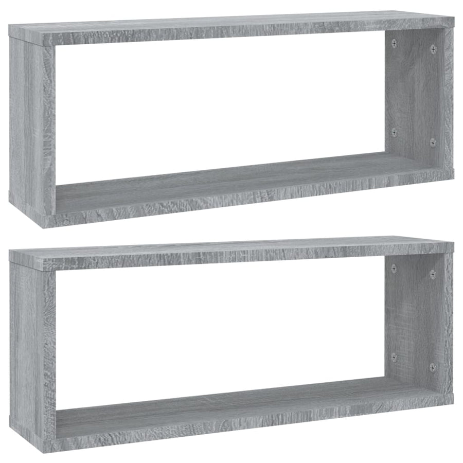 Wandschappen Kubus 2 St 60X15X23 Cm Bewerkt Hout Grijs Sonoma