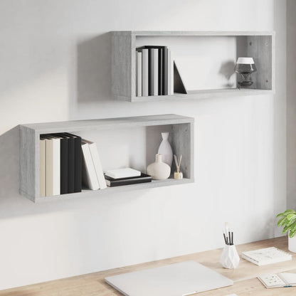 Wandschappen Kubus 2 St 60X15X23 Cm Bewerkt Hout Grijs Sonoma