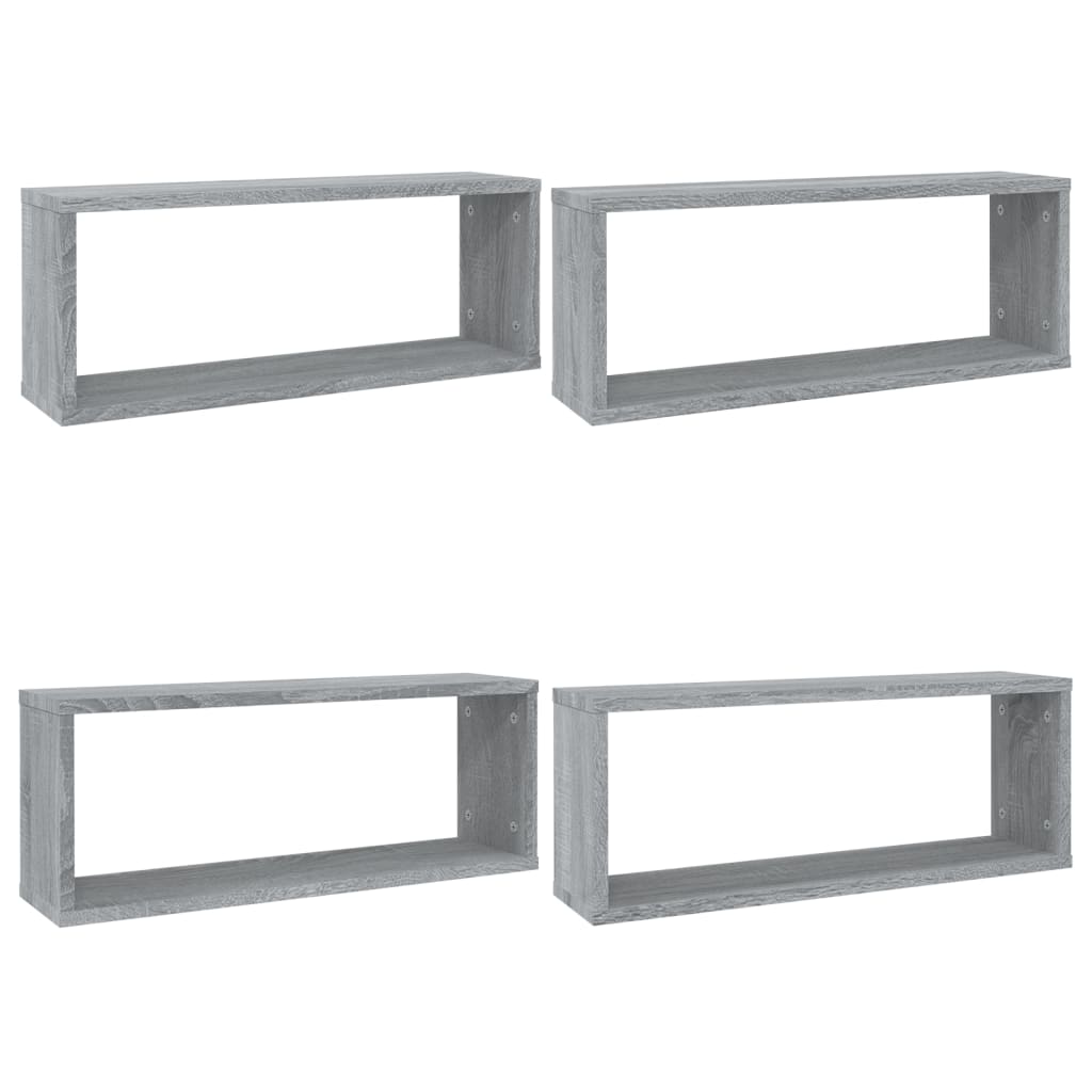 Wandschappen Kubus 60X15X23 Cm Bewerkt Hout 4 Grijs sonoma