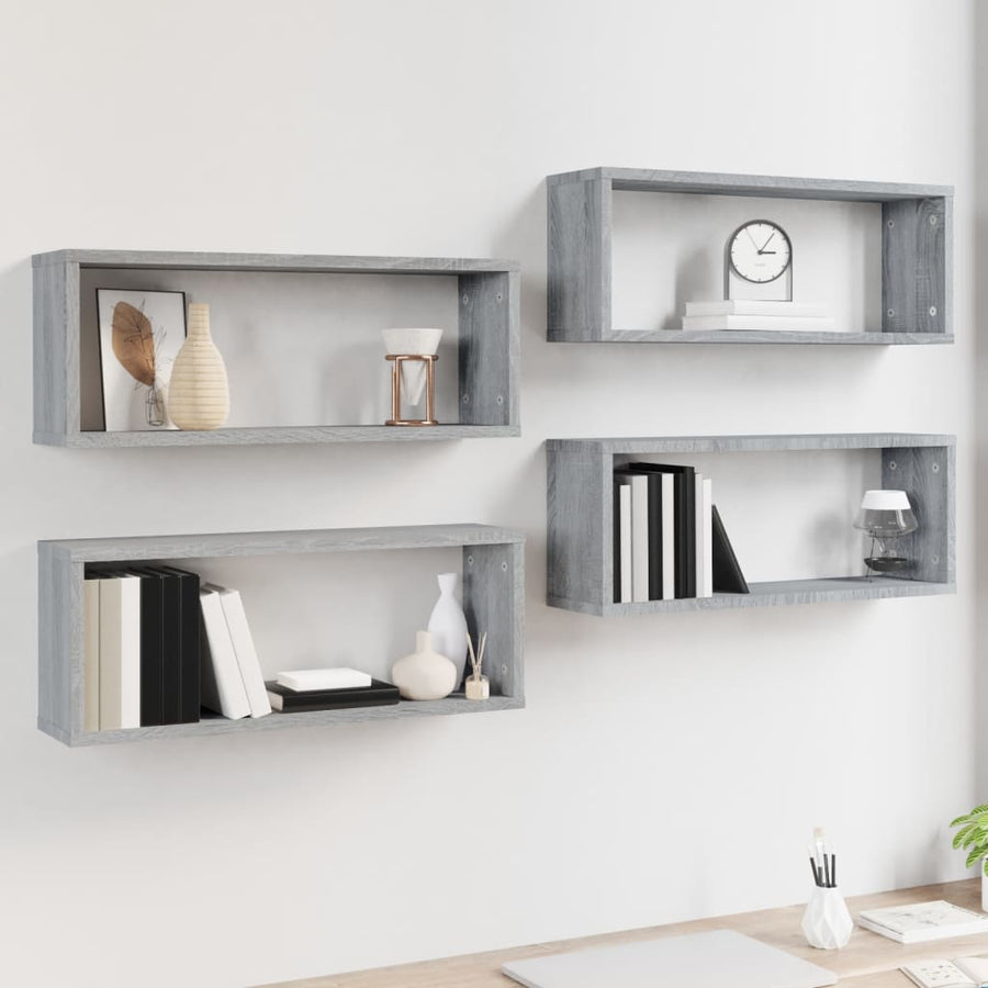 Wandschappen Kubus 60X15X23 Cm Bewerkt Hout 4 Grijs sonoma