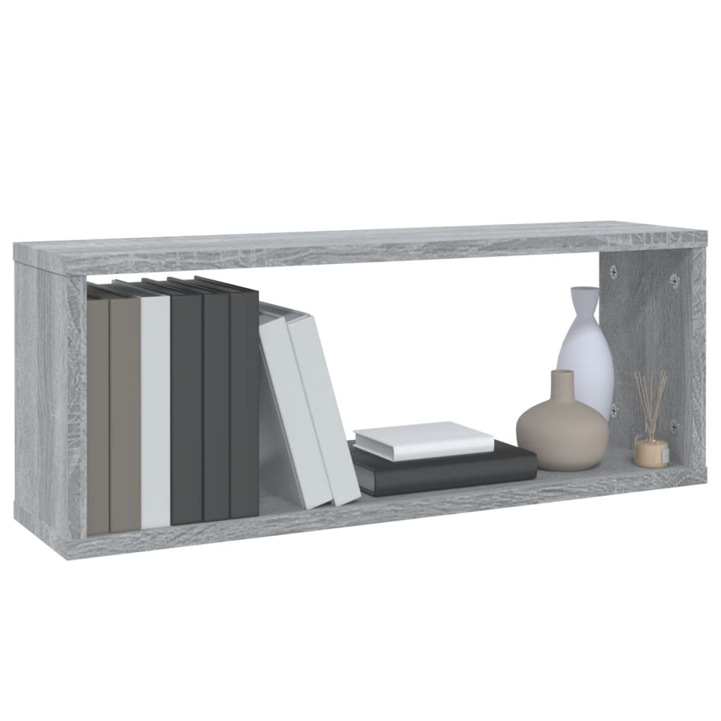 Wandschappen Kubus 60X15X23 Cm Bewerkt Hout 4 Grijs sonoma