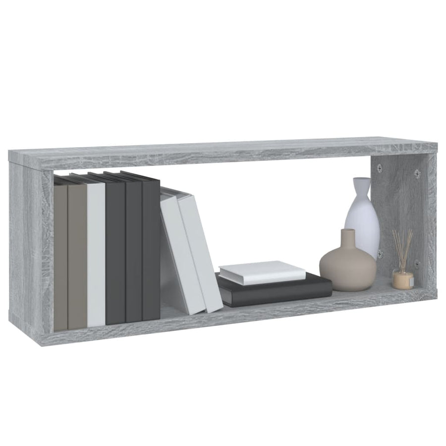 Wandschappen Kubus 60X15X23 Cm Bewerkt Hout 4 Grijs sonoma
