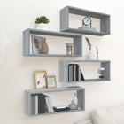 Wandschappen kubus 4 st 60x15x23 cm grijs sonoma