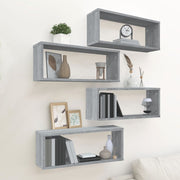 Wandschappen kubus 4 st 60x15x23 cm grijs sonoma