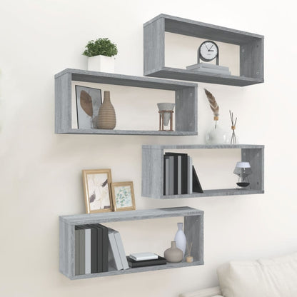 Wandschappen Kubus 60X15X23 Cm Bewerkt Hout 4 Grijs sonoma