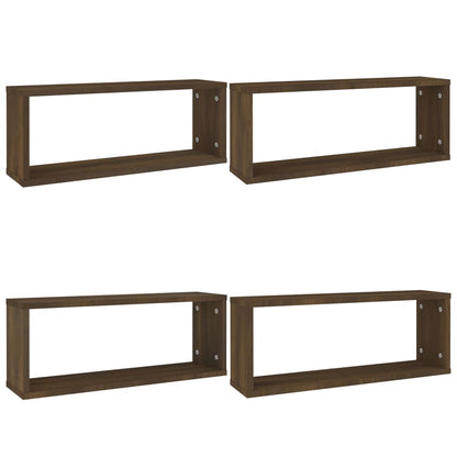 Wandschappen Kubus 4 St 60X15X23 Cm Bewerkt Hout Bruineiken bruin eikenkleur