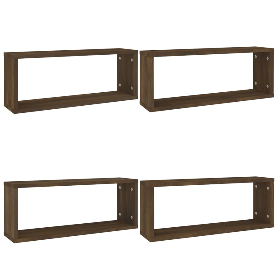 Wandschappen Kubus 4 St 60X15X23 Cm Bewerkt Hout Bruineiken bruin eikenkleur
