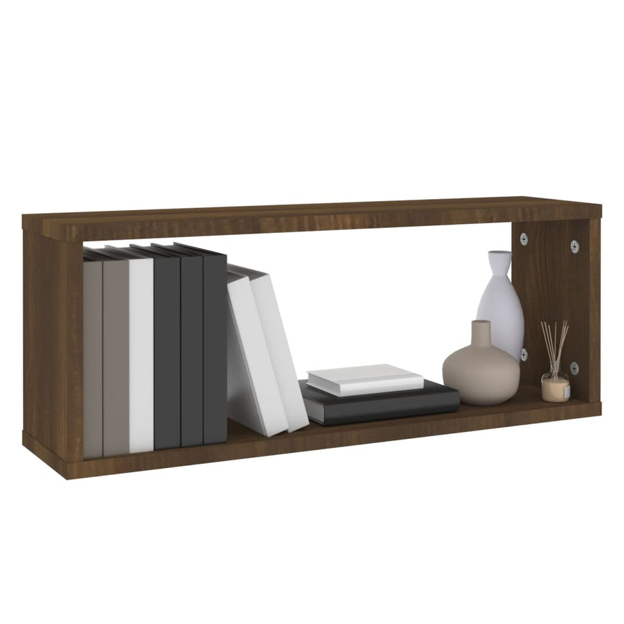 Wandschappen Kubus 4 St 60X15X23 Cm Bewerkt Hout Bruineiken bruin eikenkleur