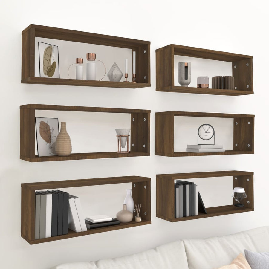 Wandschappen Kubus 6 St 60X15X23 Cm Bewerkt Hout Bruineiken