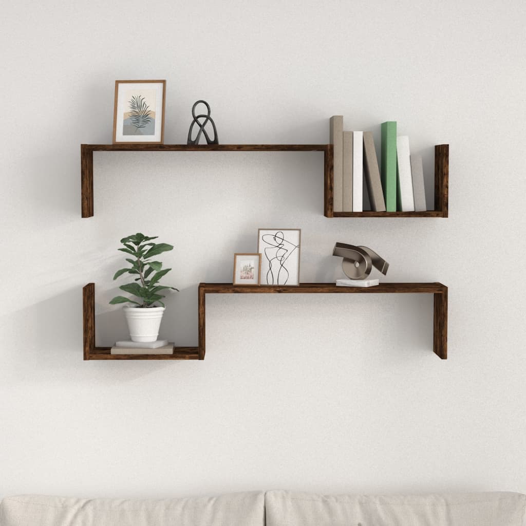 Wandschappen 100X15X20 Cm Bewerkt Hout Kleur Gerookt eiken