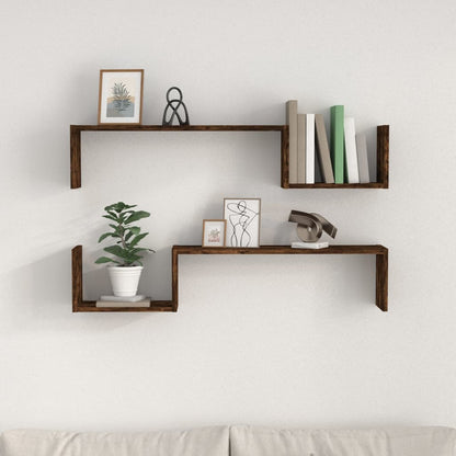 Wandschappen 100X15X20 Cm Bewerkt Hout Kleur Gerookt eiken