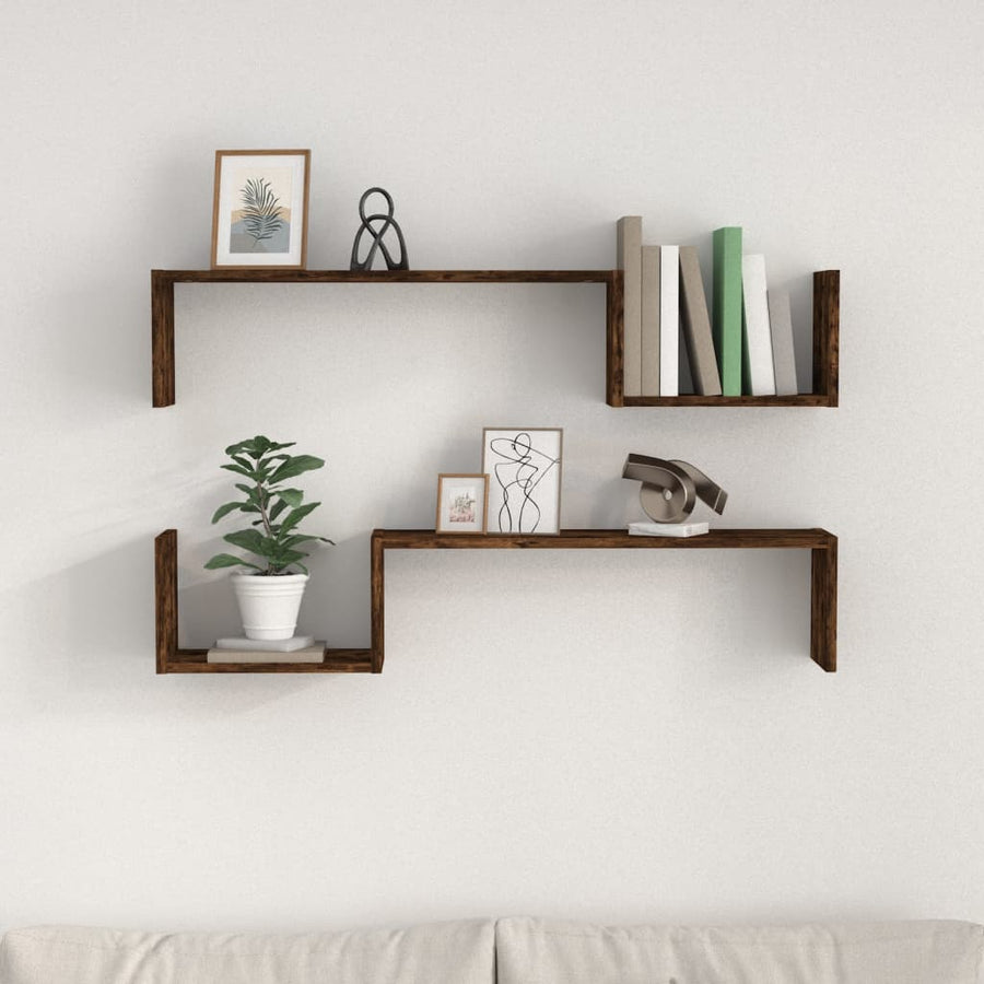Wandschappen 100X15X20 Cm Bewerkt Hout Kleur Gerookt eiken