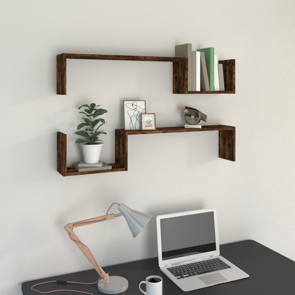 Wandschappen 100X15X20 Cm Bewerkt Hout Kleur Gerookt eiken