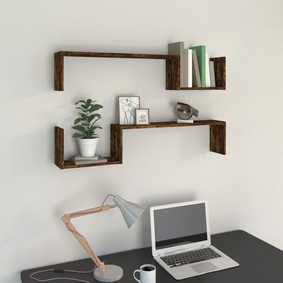 Wandschappen 100X15X20 Cm Bewerkt Hout Kleur Gerookt eiken