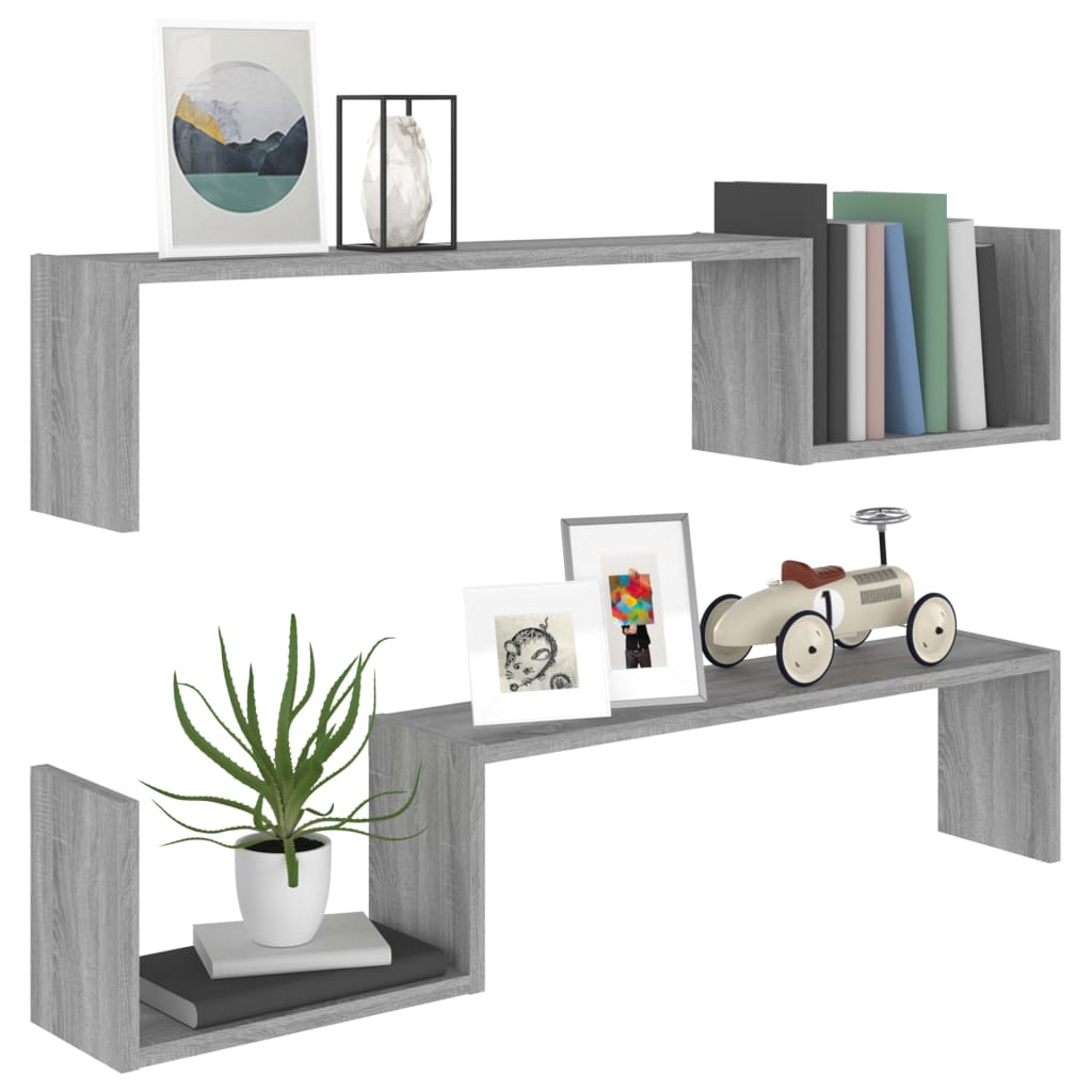 Wandschappen 100X15X0 Cm Bewerkt Hout Eiken Grijs sonoma