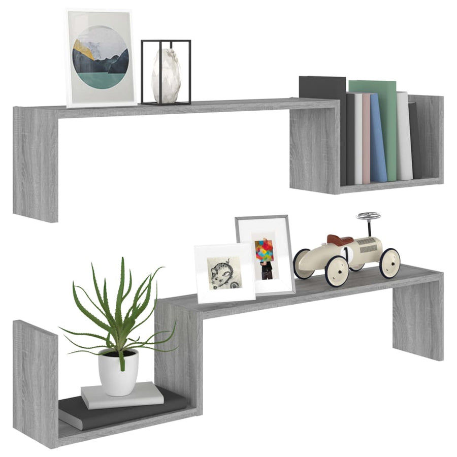 Wandschappen 100X15X0 Cm Bewerkt Hout Eiken Grijs sonoma