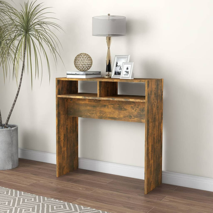 Wandtafel 78X30X80 Cm Bewerkt Hout Kleurig Gerookt eiken
