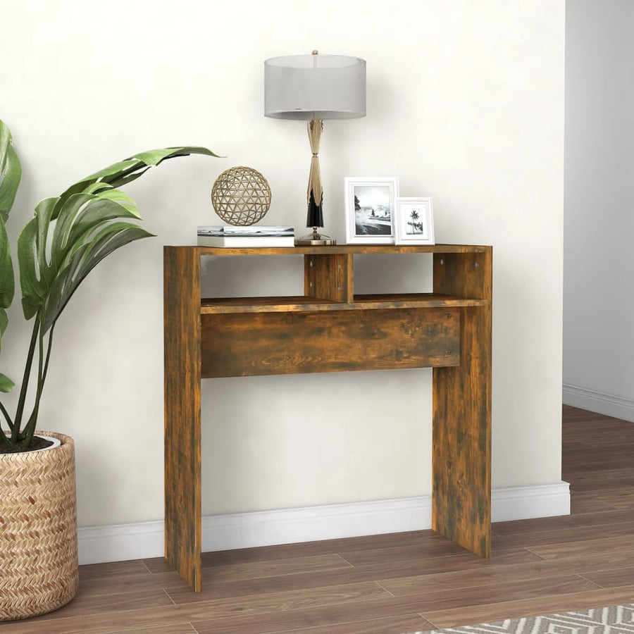 Wandtafel 78X30X80 Cm Bewerkt Hout Kleurig Gerookt eiken