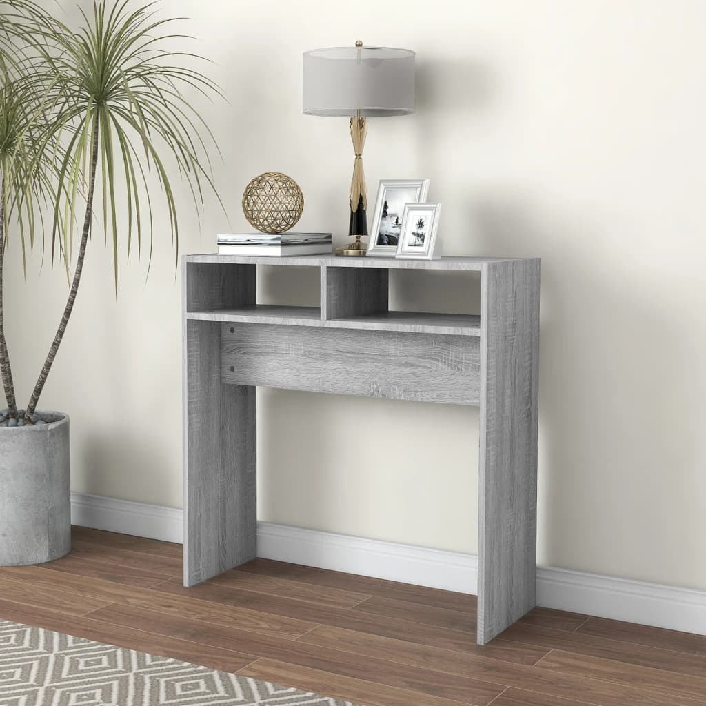 Wandtafel 78X30X80 Cm Bewerkt Hout Eikenkleurig Grijs sonoma
