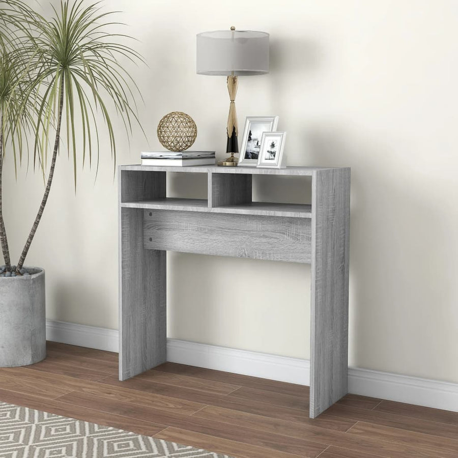 Wandtafel 78X30X80 Cm Bewerkt Hout Eikenkleurig Grijs sonoma