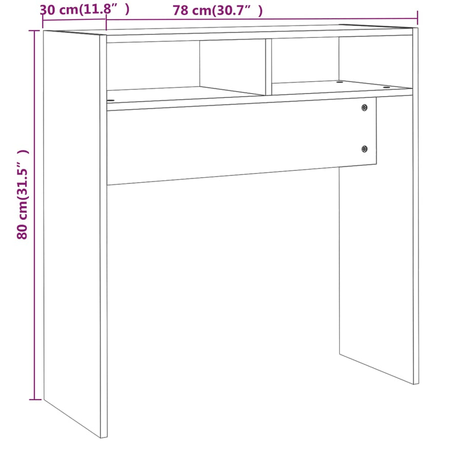 Wandtafel 78X30X80 Cm Bewerkt Hout Eikenkleurig Grijs sonoma