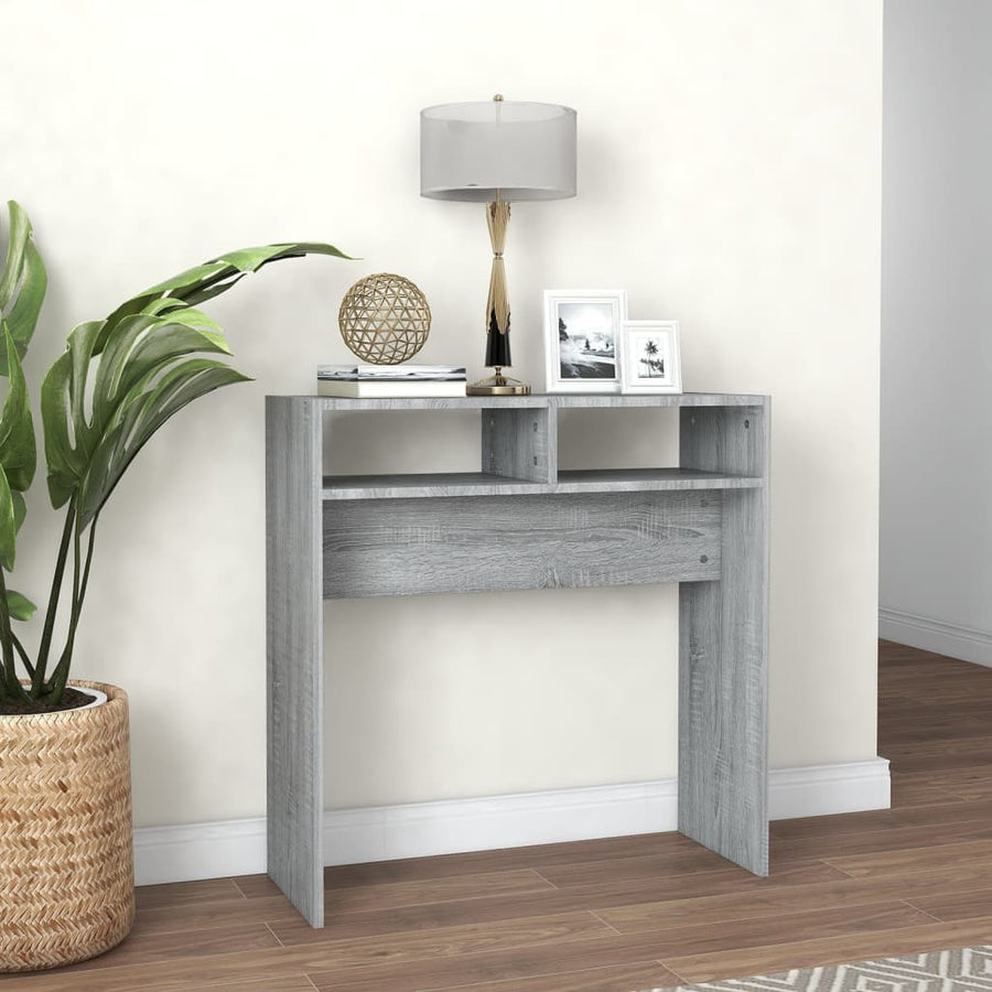 Wandtafel 78X30X80 Cm Bewerkt Hout Eikenkleurig Grijs sonoma